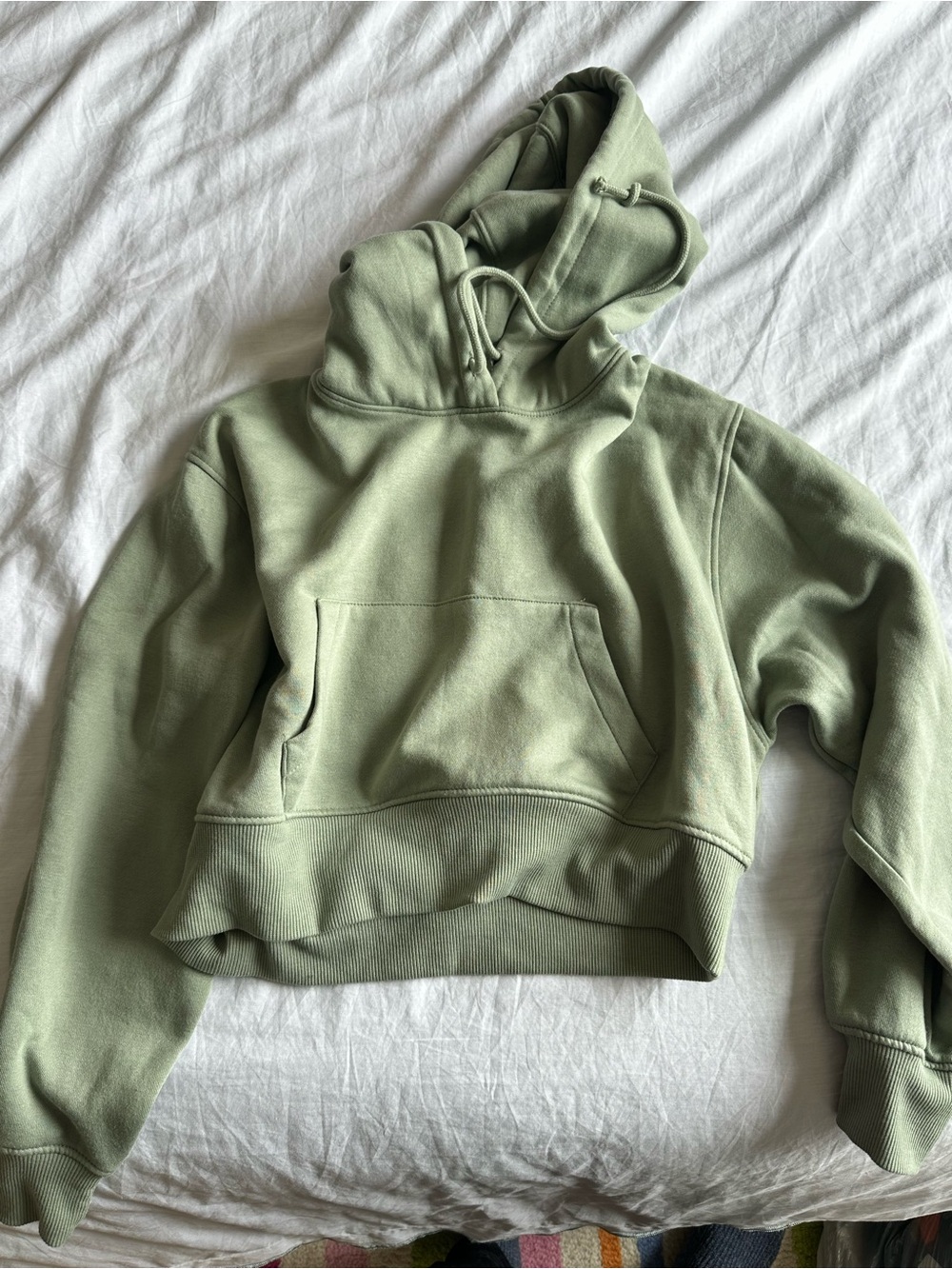 Zara Olive Green Cropped Hoodie